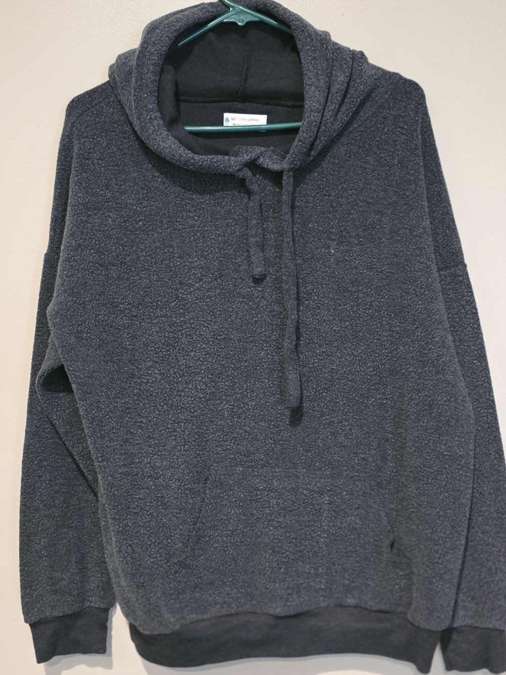 Soft Serve Clothing Dark Charcoal Black Pullover Hoodie Cozy Fall Kangaroo Pouch
